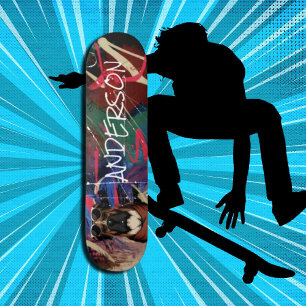 Retro Moderner Niedlicher Personalisierter Familie Skateboard
