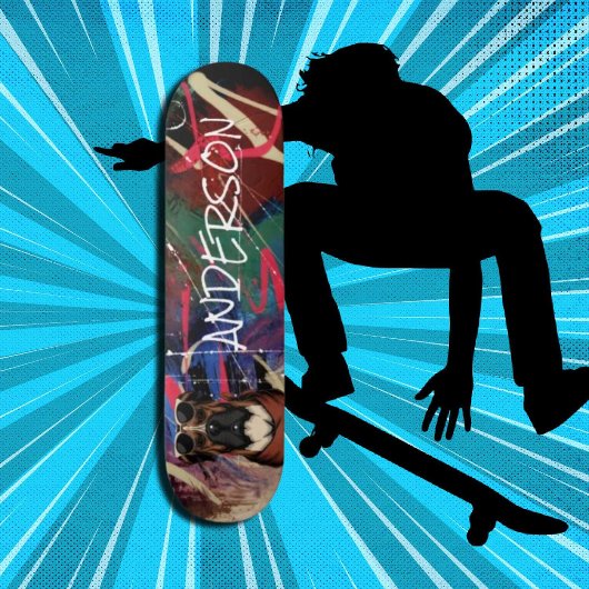 Retro Moderner Niedlicher Personalisierter Familie Skateboard