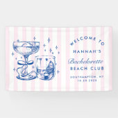Retro-moderner rosa und blauer Junggesellinnenabsc Banner (Horizontal)
