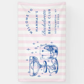 Retro-moderner rosa und blauer Junggesellinnenabsc Banner (Vertikal)