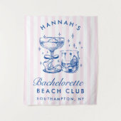 Retro-moderner rosa und blauer Junggesellinnenabsc Wandteppich (Vorderseite)