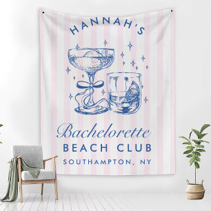 Retro-moderner rosa und blauer Junggesellinnenabsc Wandteppich