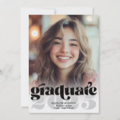 Retro Moderner Schwarz-weißer 4-Foto-Abschluss Einladung (Vorderseite)