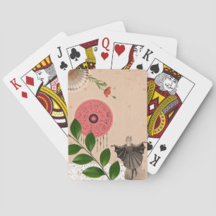 Retro Moderner Vintage Collage Spaß Süß Rosa Spielkarten