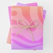 Retro Modernes, Abstraktes, flüssiges Muster rosa Geschenkpapier Set (Beispiel)