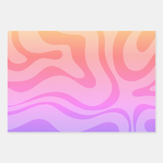 Retro Modernes, Abstraktes, flüssiges Muster rosa Geschenkpapier Set (Vorderseite)