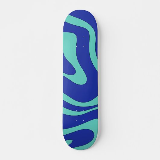 Retro Modernes, Abstraktes, flüssiges Muster Skateboard (Vorne)