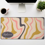 Retro Modernes Abstraktes Marmor Swirl Schwarzes G Schreibtischunterlage<br><div class="desc">Tauchen Sie ein in einen farbenfrohen Tanz mit unserem Abstrakten Retro Modern Liquid Marble Wave Muster. Dieses Muster, das die dynamische Fluidität marmorierter Oberflächen und die charmante Ästhetik des Retro-modernen Designs hervorruft, ist ein Fest für die Augen. Eine Sinfonie lebendiger Farben, Wirbel und Strömungen in wellenartigen Bewegungen, die ein faszinierendes...</div>