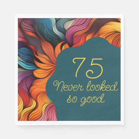 Retro Modernes Aquamarines Orange 75. Geburtstag Serviette (Vorderseite)