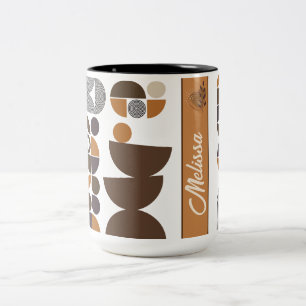 Retro-modernes boho-Stil bunt geometrisch Muster Zweifarbige Tasse