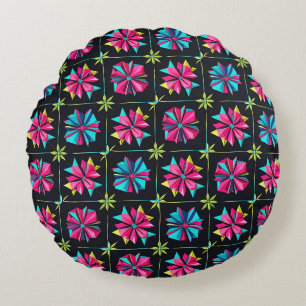 Retro modernes einfaches Stern geometrisches farbe Rundes Kissen