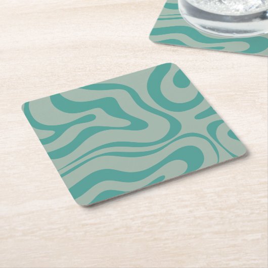 Retro Modernes, flüssiges, wirbelloses Abstraktes  Rechteckiger Pappuntersetzer (angewinkelt)