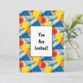 Retro Modernes geometrisches Muster Einladung (Stehend Vorderseite)