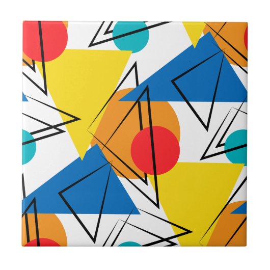 Retro Modernes geometrisches Muster Fliese (Vorderseite)