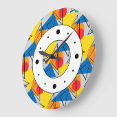 Retro Modernes geometrisches Muster Große Wanduhr (Winkel)