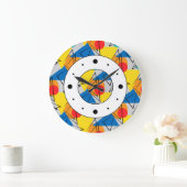 Retro Modernes geometrisches Muster Große Wanduhr (Zuhause)
