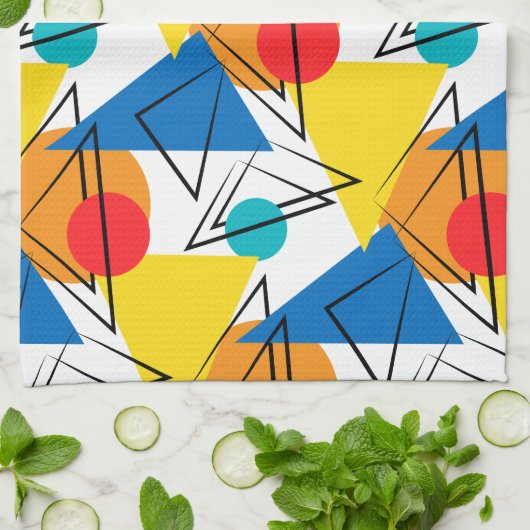 Retro Modernes geometrisches Muster Handtuch (Gefaltet)