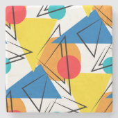 Retro Modernes geometrisches Muster Steinuntersetzer (Vorderseite)