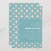 Retro Modernes geometrisches pastellblaues Brautpa Einladung (Vorne/Hinten)