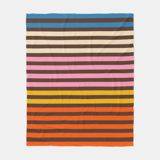 Retro Modernes gestreiftes Muster braun orange ros Fleecedecke (Vorderseite)