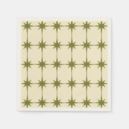 Retro Modernes Green Star Muster Mitte des Jahrhun Serviette