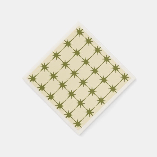 Retro Modernes Green Star Muster Mitte des Jahrhun Serviette (Ecke)