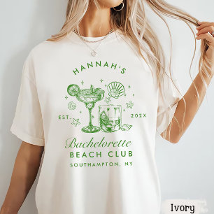 Retro modernes Grün und Gelb gestreift Junggeselli T-Shirt