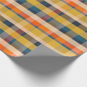 Retro Modernes Kariertes Muster Mustard Blue Orang Geschenkpapier (Ecke)