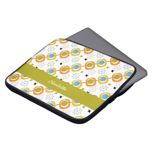 Retro Modernes Muster der Sternexplosion Mitte des Laptopschutzhülle (Vorne Oben)