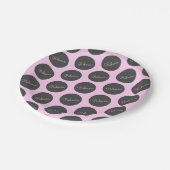 Retro-modernes Pink & Gray Modernes Polka Dot Desi Pappteller (Schrägansicht)