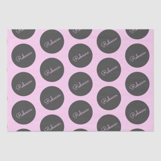 Retro-modernes Pink & Gray Modernes Polka Dot Desi Seidenpapier (Vorderseite)