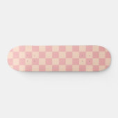 Retro Modernes Prüfmuster rosa Creme Skateboard (Horizontal)
