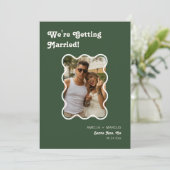 Retro Modernes Schachbrett Terracotta Save the Dat Einladung (Stehend Vorderseite)