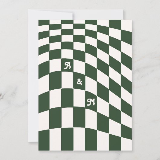 Retro Modernes Schachbrett Terracotta Save the Dat Einladung (Rückseite)