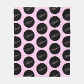 Retro-modernes Schwarz & Pink Polka Dot Design Fleecedecke (Vorderseite)