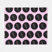Retro-modernes Schwarz & Pink Polka Dot Design Fleecedecke (Vorderseite (Horizontal))