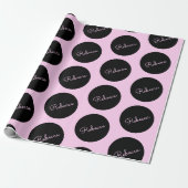 Retro-modernes Schwarz & Pink Polka Dot Design Geschenkpapier (Ungerollt)
