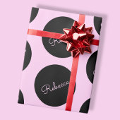 Retro-modernes Schwarz & Pink Polka Dot Design Geschenkpapier