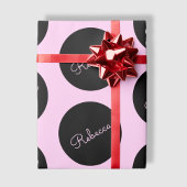 Retro-modernes Schwarz & Pink Polka Dot Design Geschenkpapier