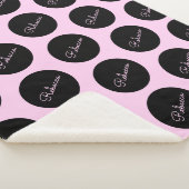 Retro-modernes Schwarz & Pink Polka Dot Design Sherpadecke (3/4)
