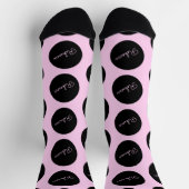 Retro-modernes Schwarz & Pink Polka Dot Design Socken (Oben)