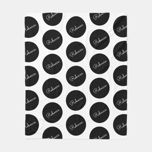 Retro-modernes Schwarz-Weiß-Polka-Dotdesign Fleecedecke (Vorderseite)