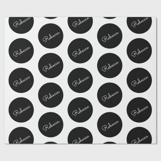 Retro-modernes Schwarz-Weiß-Polka-Dotdesign Geschenkpapier (Flach)