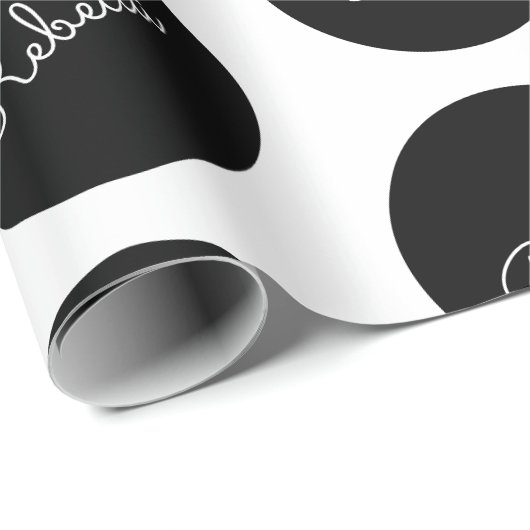 Retro-modernes Schwarz-Weiß-Polka-Dotdesign Geschenkpapier (Rolleneckpunkt)