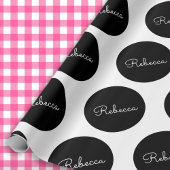 Retro-modernes Schwarz-Weiß-Polka-Dotdesign Geschenkpapier