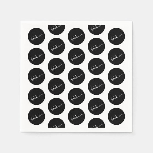 Retro-modernes Schwarz-Weiß-Polka-Dotdesign Serviette (Vorderseite)