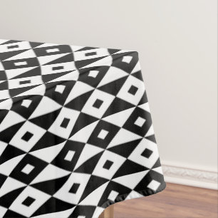 Retro Modernes Schwarz-weißes Diamantformmuster Tischdecke