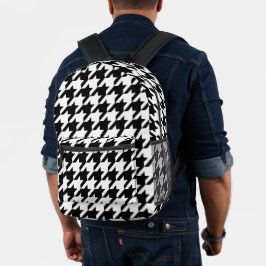Retro Modernes, Schwarz-weißes Hunde-Zahn-Weaving Bedruckter Rucksack