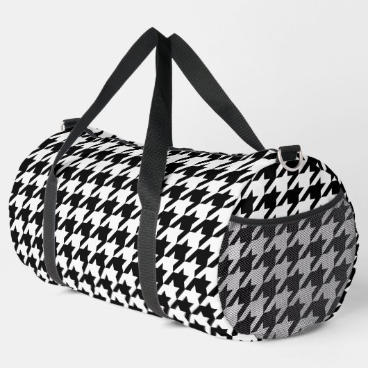 Retro Modernes, Schwarz-weißes Hunde-Zahn-Weaving Duffle Bag (Rechte Ecke)