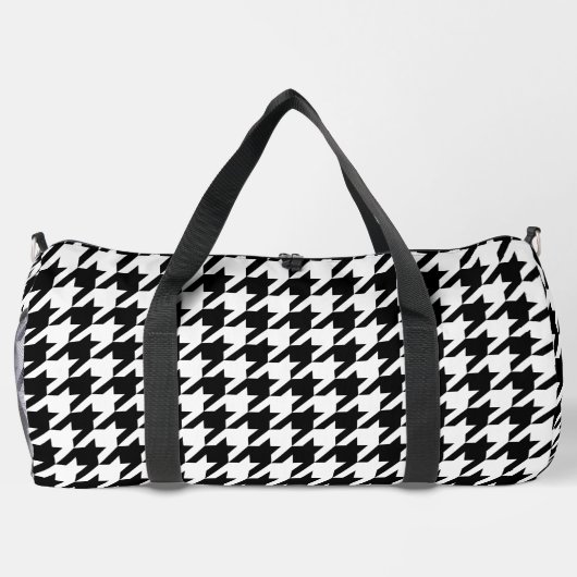 Retro Modernes, Schwarz-weißes Hunde-Zahn-Weaving Duffle Bag (Rückseite)